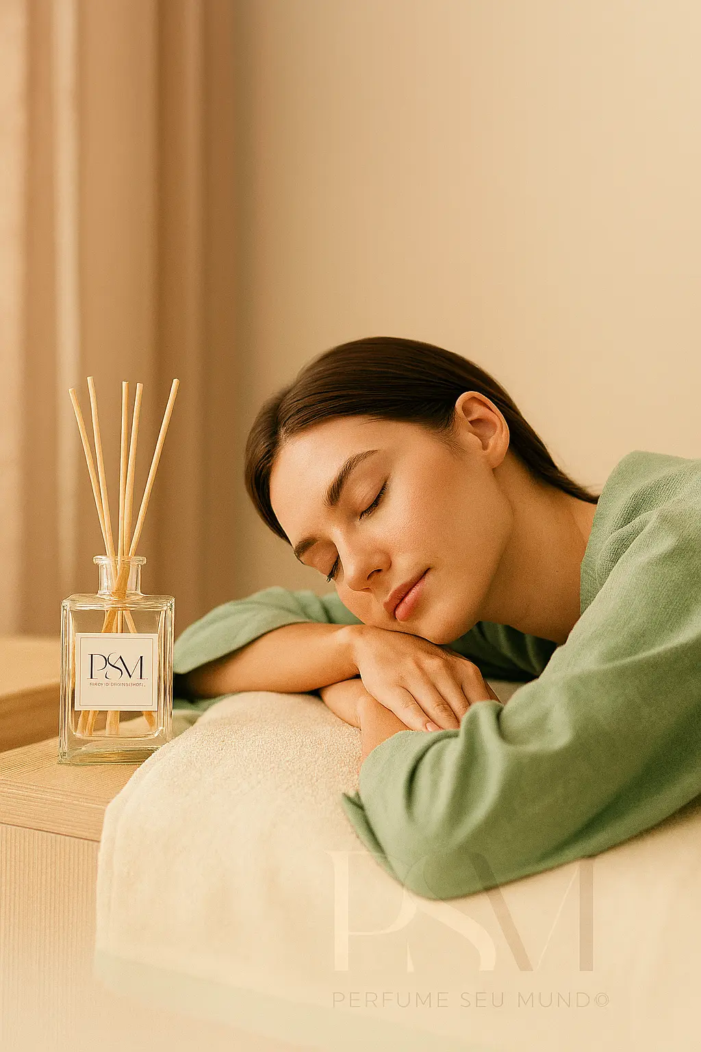 Ambiente de descanso com difusor de varetas